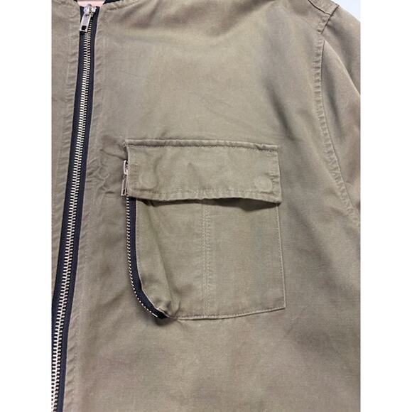 Sovereign Code Bomber Jacket Zip-Up Chest Flap Pocket Olive Green Mens Size L - Picture 5 of 14